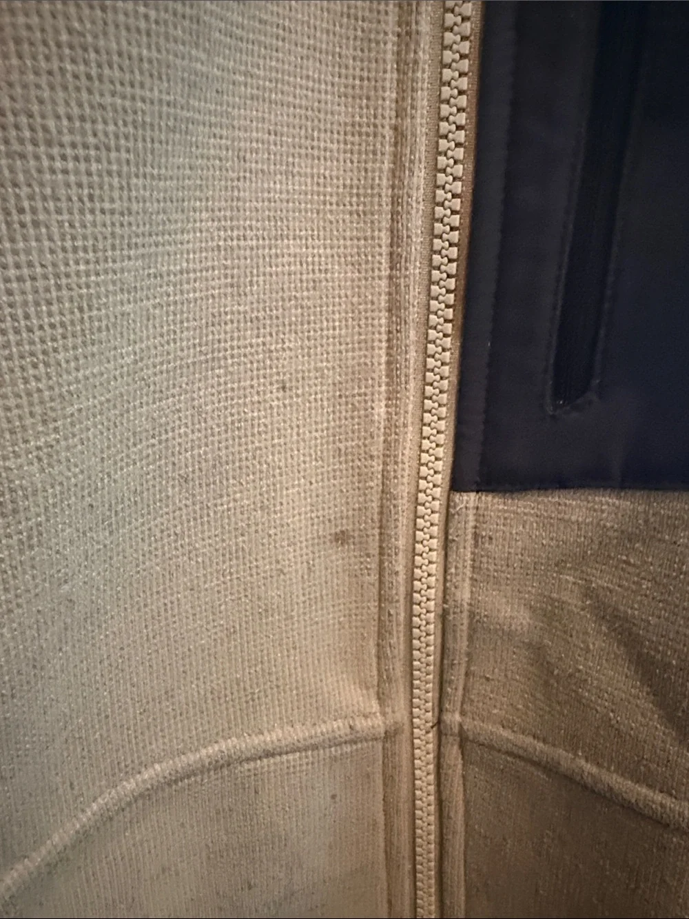The North Face Tan Fleece Jacket with Black Chest Pocket